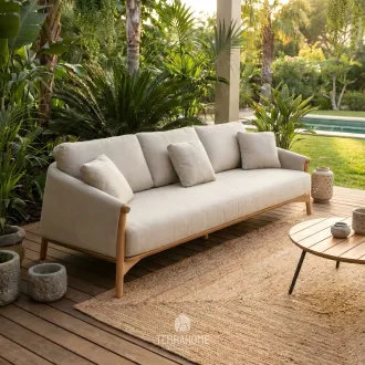 Диван Bellano 3-seater sofa bench, Natural new teak |natural gravel
