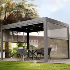 Альтанка Villa 3х4 м, дах open/close (механічний) + LED, антрацит
