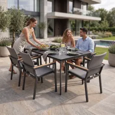 Комплект стол Kettler 160 антрацит + 6 стульев Felice