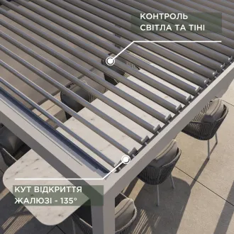 Беседка Luxe 3,6x6 м, крыша open/close (механическая), camel sand — фото 4