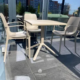 Комплект стол Eco fixed + 4 стула Ginevra, dove grey — фото 2