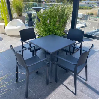 Комплект стіл Eco fixed + 4 стільці Kate, anthracite