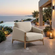 Крісло Bellano lounge chair Natural new teak, natural gravel