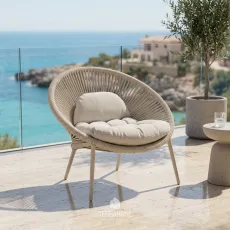 Кресло Prato lounge, Camel sand, natural mixed weave