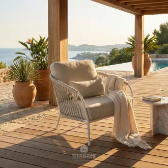 Крісло Nappa lounge, Camel sand, Natural gravel, knotweave