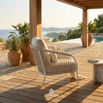 Крісло Nappa lounge, Camel sand, Natural gravel, knotweave — фото 2