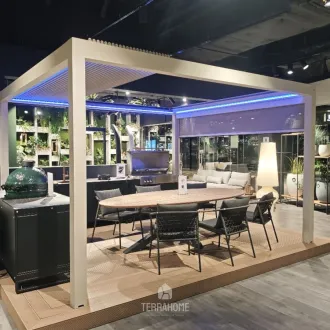Беседка Luxe 3,6x4 м, электрическая раздвижная крыша + LED, бежевый — фото 8