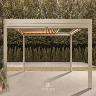 Беседка Luxe 3,6x4 м, электрическая раздвижная крыша + LED, бежевый — фото 2