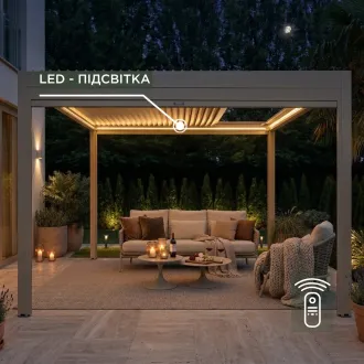 Беседка Luxe 3,6x4 м, электрическая раздвижная крыша + LED, бежевый — фото 4