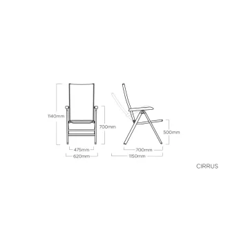 Стілець з подушкою антрацит розкладний з multiposition підлокітниками CIRRUS срібло, сірий антрацит — фото 7
