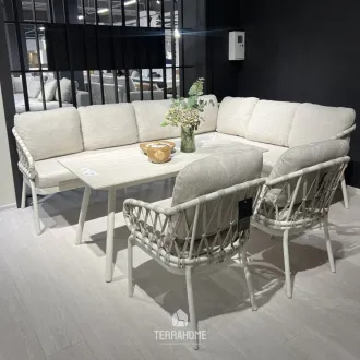 Лаунж-комплект угловой диван Natal Lounge Dining White Right + 2 стула + стол — фото 3