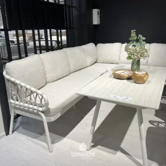 Лаунж-комплект угловой диван Natal Lounge Dining White Right + 2 стула + стол — фото 4