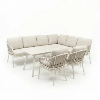 Лаунж-комплект угловой диван Natal Lounge Dining White Right + 2 стула + стол — фото 6