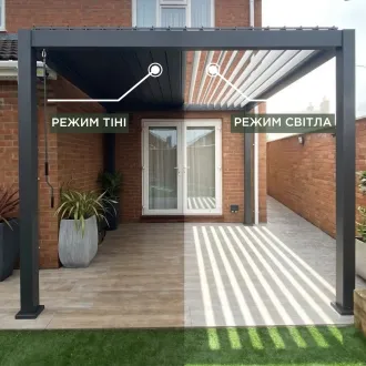 Беседка Positano 3х4 м, крыша open/close (механическая) + LED, антрацит — фото 3