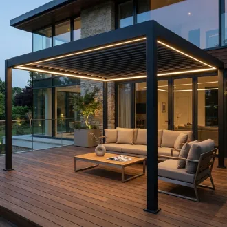 Беседка Positano 3х4 м, крыша open/close (механическая) + LED, антрацит — фото 10