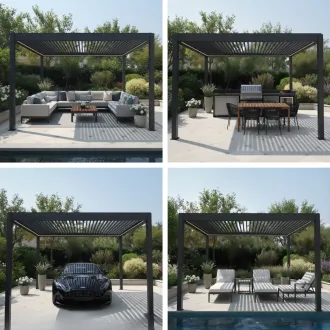 Беседка Positano 3х4 м, крыша open/close (механическая) + LED, антрацит — фото 8