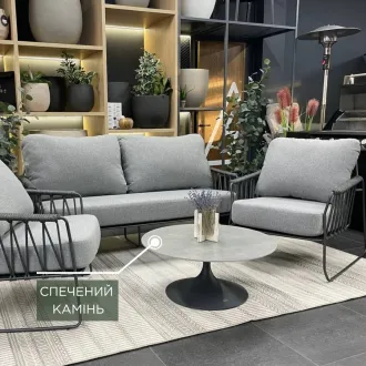 Лаунж-комплект Rivera 2-местный диван + 2 кресла, Charcoal + кофейный столик Nova Ø80x35 — фото 8