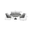 Лаунж-комплект Rivera 2-местный диван + 2 кресла, Charcoal + кофейный столик Nova Ø80x35 — фото 12