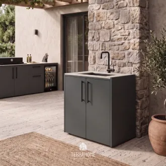 Модуль мийка CT 90 Sink (Handle Black Inox, Cabinet Colour Anthracite Grey, Iron Frost)