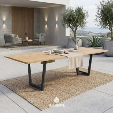 Уличный стол Palermo 280x100, Matt royal grey, Natural new teak, Sikaflex
