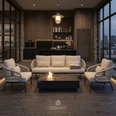 Стіл з каміном METROPOLIS Bioethanol Slate Black