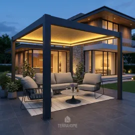 Альтанка Villa 3х4 м, дах open/close (електричний) + LED (тепле світло), антрацит — фото 2
