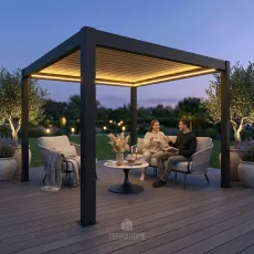 Альтанка Villa 3х3 м, дах open/close (електричний) + LED (тепле світло), антрацит
