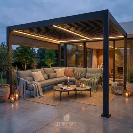 Альтанка Villa 3.6х4 м, дах open/close (електричний) + LED (тепле світло), антрацит — фото 2