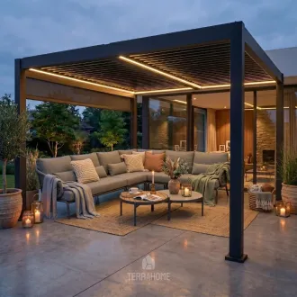 Альтанка Villa 3.6х4 м, дах open/close (електричний) + LED (тепле світло), антрацит — фото 2