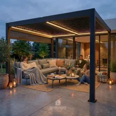 Альтанка Villa 3.6х4 м, дах open/close (електричний) + LED (тепле світло), антрацит