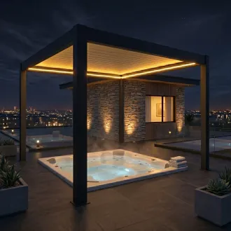 Альтанка Villa 3.6х4 м, дах open/close (електричний) + LED (тепле світло), антрацит — фото 8