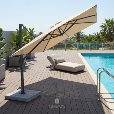 Зонт с боковой опорой EASY SWING 300х300 см, anthracite matt/ natural с базою EASY STAND