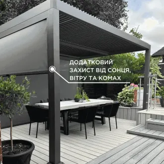 Альтанка Villa 4x4 м, дах open/close (електричний) + LED (тепле світло) , антрацит — фото 8