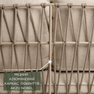 Лаунж-комплект Rivera 2-местный диван + 2 кресла + столик Nora, Champagne — фото 4
