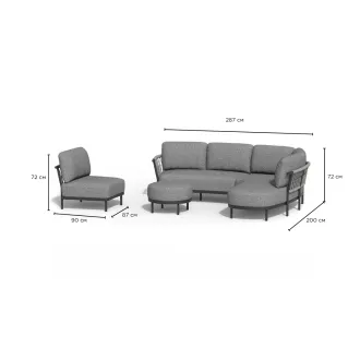 Угловой диван Fresca Cornerset Complete Left Charcoal — фото 11