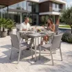Обідній комплект стіл Diamond 95 см, срібло + 4 стільці Rasmus, сірий