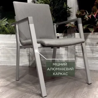 Обідній комплект стіл Diamond 95 см, срібло + 4 стільці Rasmus, сірий — фото 4