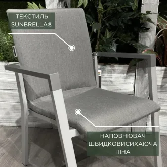 Обідній комплект стіл Diamond 95 см, срібло + 4 стільці Rasmus, сірий — фото 5