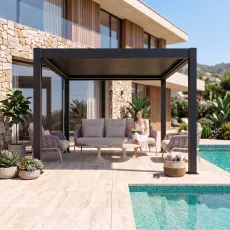 Лаунж-комплект Casto + столики Nova, Camel sand + пергола Villa 3х3 м
