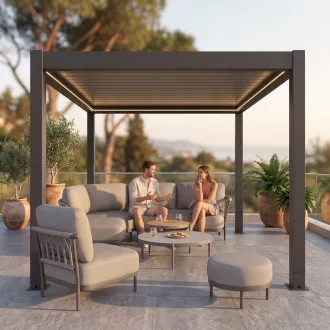 Лаунж-комплект Fresca кутовий правий + столики Sorrento/Avero + пергола Villa 3х3 м