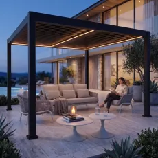 Лаунж-комплект Casto + столики Nova, Camel sand + пергола Villa 4х4 м