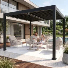 Лаунж-комплект Nappa + столики Nova, Camel Sand + пергола Villa 4х4 м