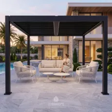 Лаунж-комплект Dolce + столики Nova, Camel Sand + пергола Villa 3.6х4 м