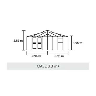 Теплиця Oase, 8,8 м², антрацит, загартоване скло 3 мм — фото 6