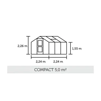 Теплица Compact 5,0 м², антрацит, поликарбонат 10 мм — фото 2