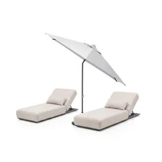 Парасоля EASY PUSH Ø300 см, light grey + 2 шезлонги EGO, бежеві — фото 21