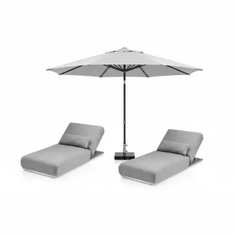 Парасоля EASY PUSH Ø300 см, light grey + 2 шезлонги EGO, сірі — фото 21
