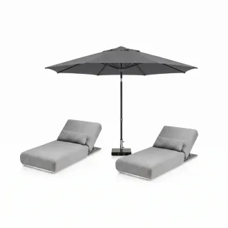 Парасоля EASY PUSH Ø300 см, anthracite matt + 2 шезлонги EGO, сірі — фото 21