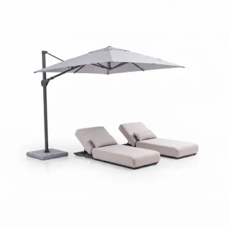Парасоля з бічною опорою EASY SWING, light grey з базою EASY STAND + 2 шезлонги EGO, бежеві — фото 23