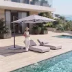 Парасоля з бічною опорою EASY SWING, light grey з базою EASY STAND + 2 шезлонги EGO, бежеві
